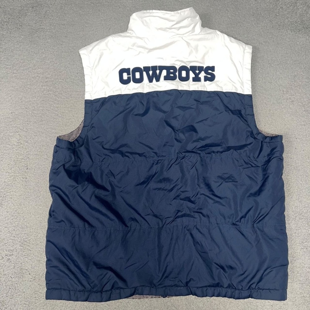 Dallas Cowboys Reversible Puffer Vest Men's 2XL XXL Blue White Full Zip 2-Sided
